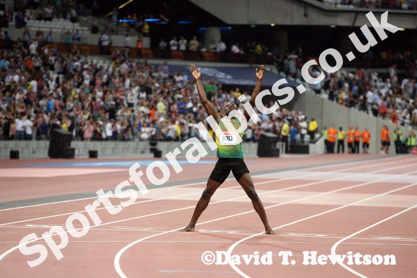 Usain Bolt, 100 metres,  2013 IAAF Diamond League, Sainsbury's Anniversary Games, Queen Elizabeth Olympic Park, London.
